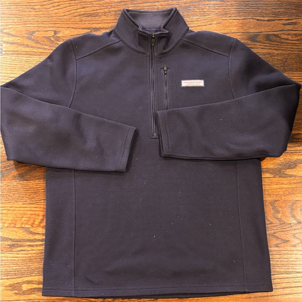 Vineyard Vines Black Zip Up Sweater fleece material